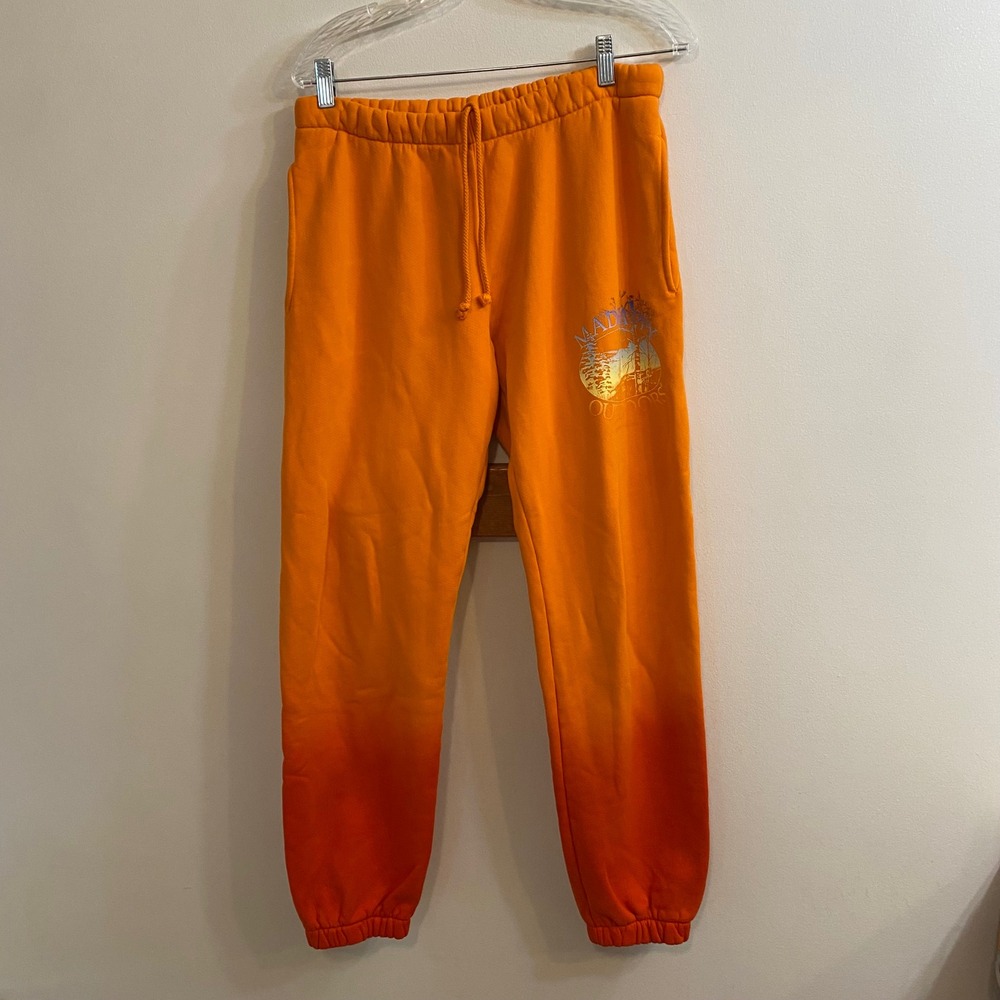 Madhappy Outdoors Fleece Sweatpants Womens Large Orange Ombre Graphic Joggers